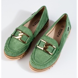 SHELOVET Mocasini Shelobvet verzi de dama din piele intoarsa verde 1