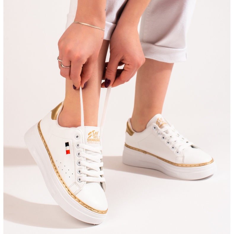 W. Potocki Pantofi sport albi pe platforma Potocki 2