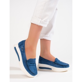 Mocasini de dama cu talpa groasa Shelovet albastri albastru 1