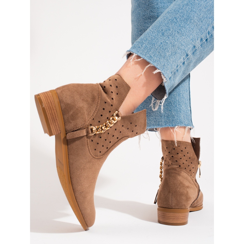 Cizme ajurate de dama Vinceza bej de primavara 2