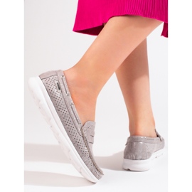 Mocasini Shelovet gri din piele intoarsa de dama 2