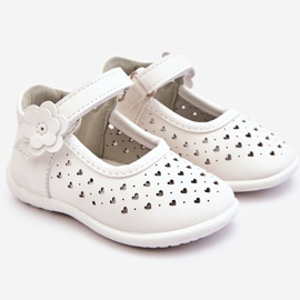 PA1 Balerini ajurati inalti pentru copii cu Velcro White Jianna alb 1