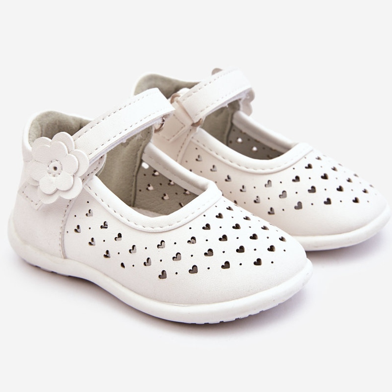 PA1 Balerini ajurati inalti pentru copii cu Velcro White Jianna alb 1