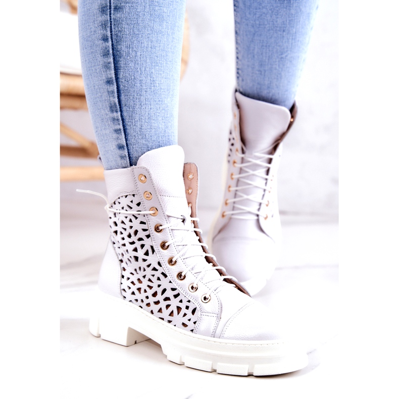 FILIPCZYK Cizme albe din piele ajurata Aileen 1 FILIPCZYK Cizme albe din piele ajurata Aileen 1