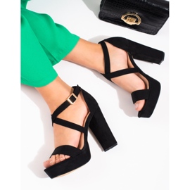 Sandale negre Shelovet cu toc înalt negru 2