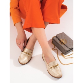 Mocasini clasici de dama Shelovet gold bej 1