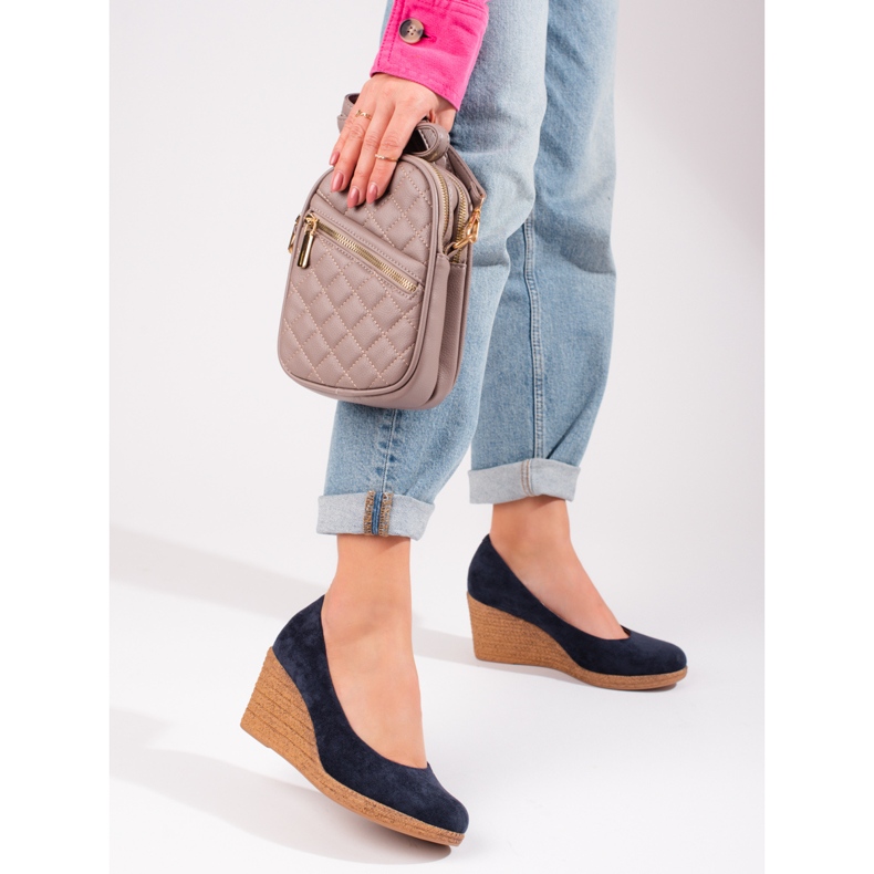 W. Potocki Pompe de damă bleumarin cu pană de la Potocki albastru marin albastru 1