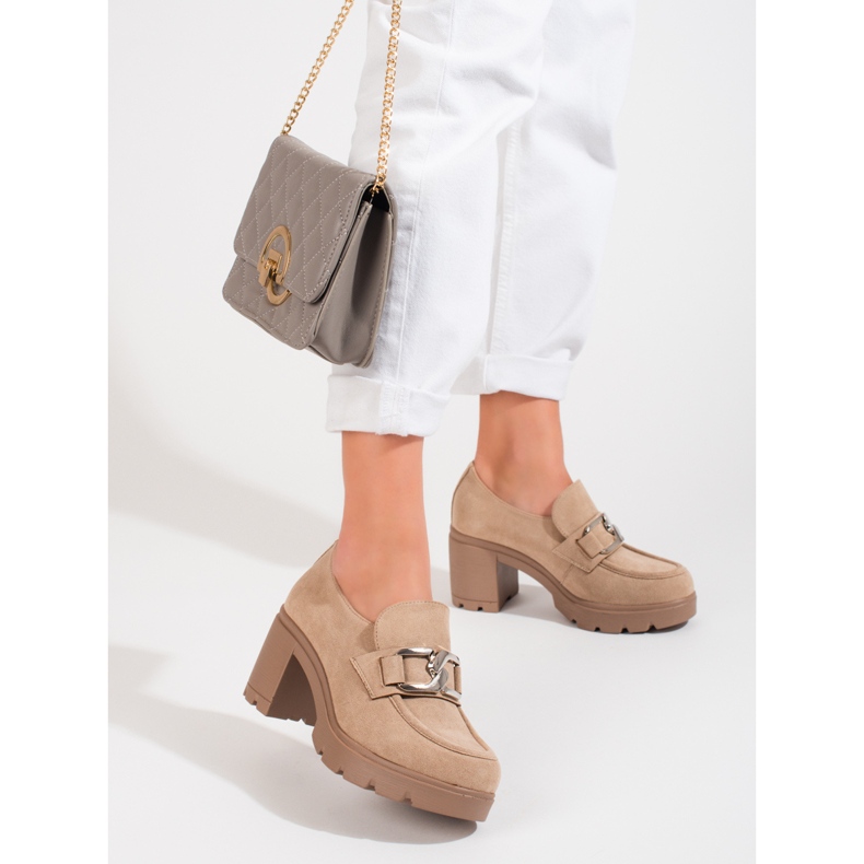 W. Potocki Pantofi cu toc inalt de piele intoarsa bej de la Potocki 2