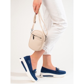 Mocasini cu pană Shelovet albaștri de damă albastru 2