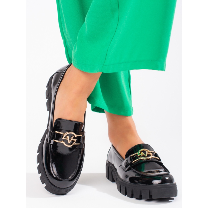 Mocasini de dama Vinceza cu platforma lacuita neagra negru 1