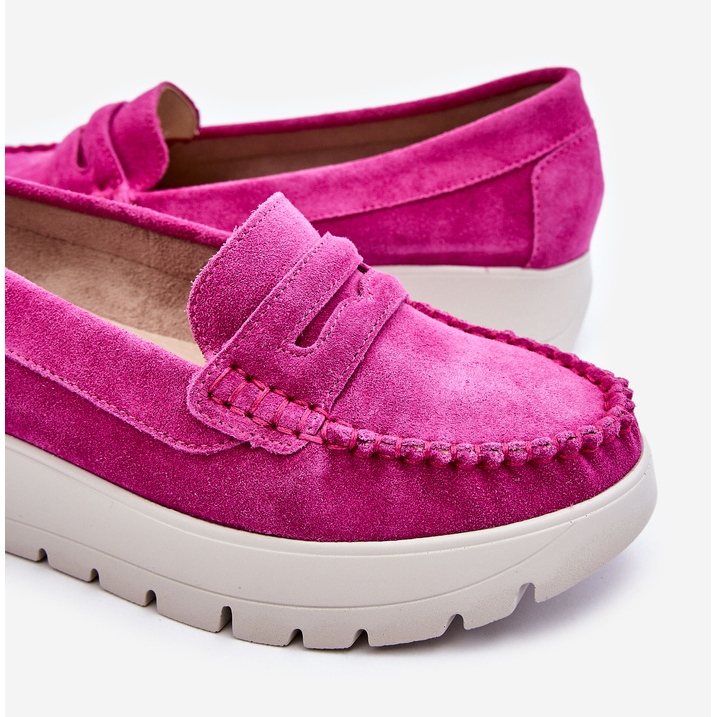 Lemar Mocasini cu platforma din piele intoarsa fuchsia Milana roz 1