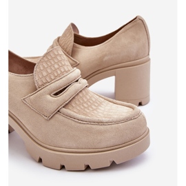 Lemar Pantofi cu toc si platforma din piele intoarsa Arabell Bej deschis 1