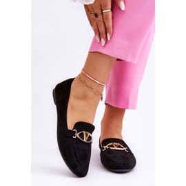 Vinceza Mocasini din piele intoarsa neagra cu element decorativ negru 1