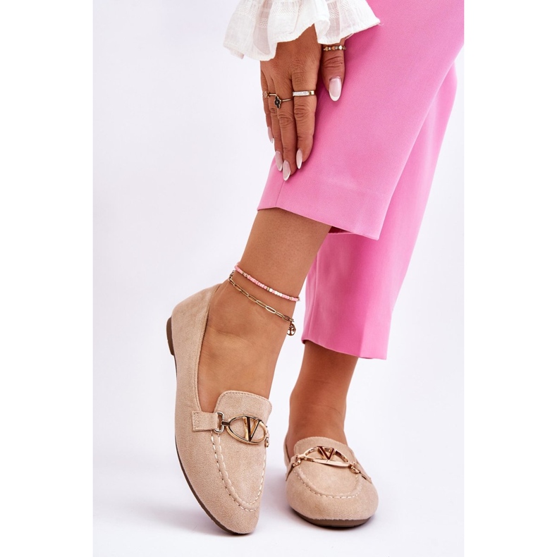 Vinceza Mocasini din piele intoarsa Cu Element Decorator Bej Reed 1