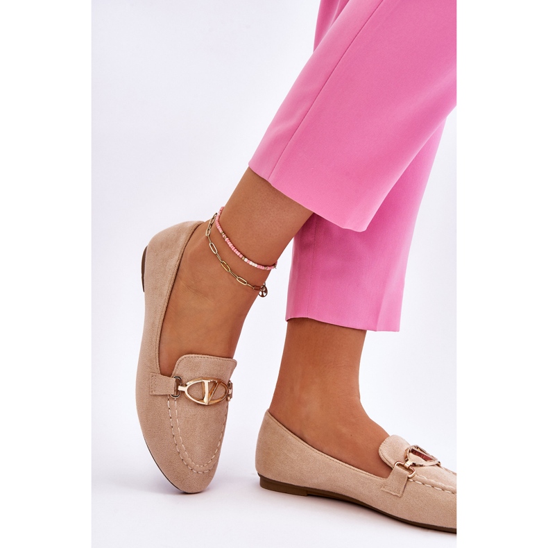 Vinceza Mocasini din piele intoarsa Cu Element Decorator Bej Reed 2