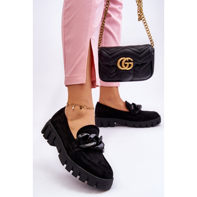 Vinceza Mocasini cu platformă din piele intoarsa pentru femei, negri Bennett negru 2