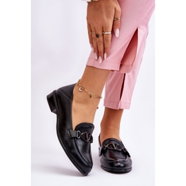 Vinceza Mocasini negri cu toc plat din piele Marra negru 1