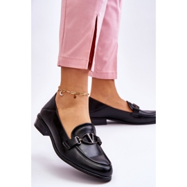 Vinceza Mocasini negri cu toc plat din piele Marra negru 2