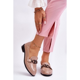 Vinceza Mocasini Marra bej patent cu toc plat 1