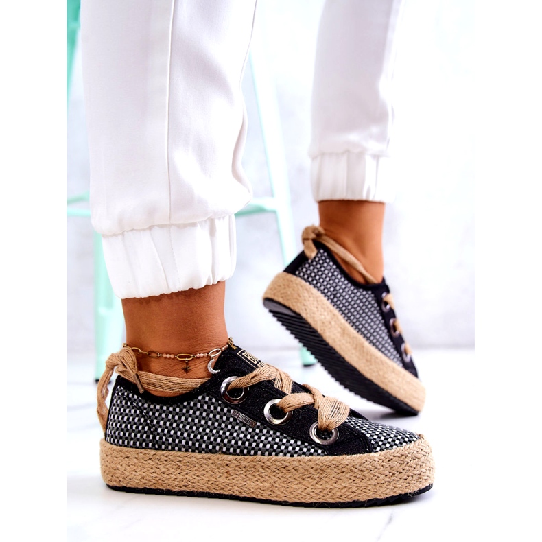 Pantofi de damă împletit Big Star JJ274393 Negri bej negru 4