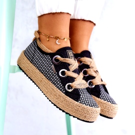 Pantofi de damă împletit Big Star JJ274393 Negri bej negru 3