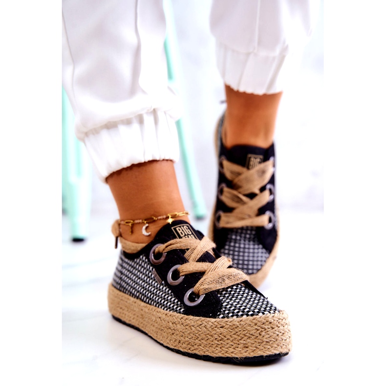 Pantofi de damă împletit Big Star JJ274393 Negri bej negru 2