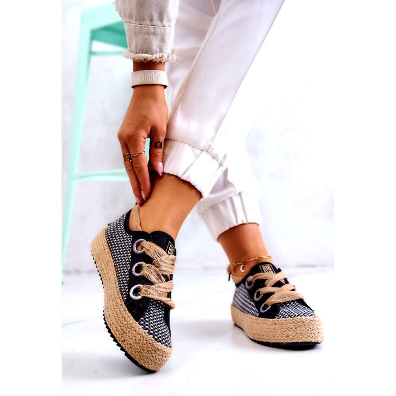 Pantofi de damă împletit Big Star JJ274393 Negri bej negru 1