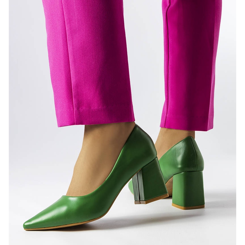 BM Pompe Fanchon verzi cu toc inalt verde 1