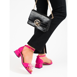 Sandale de damă Shelovet roz cu toc joasă 2