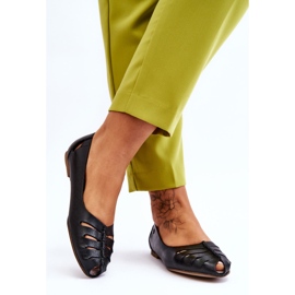 Lemar Balerini confortabili din piele pentru femei Black Luka negru 2