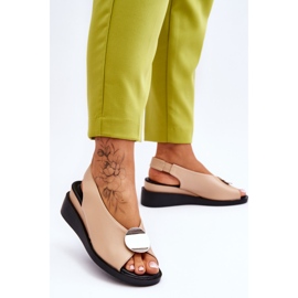 Vinceza Sandale cu pană din piele de damă Bej Justice maro 2