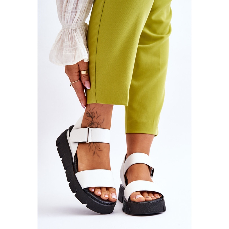 Vinceza Sandale de damă din piele cu platformă Katte albă 2