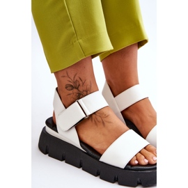 Vinceza Sandale de damă din piele cu platformă Katte albă 1