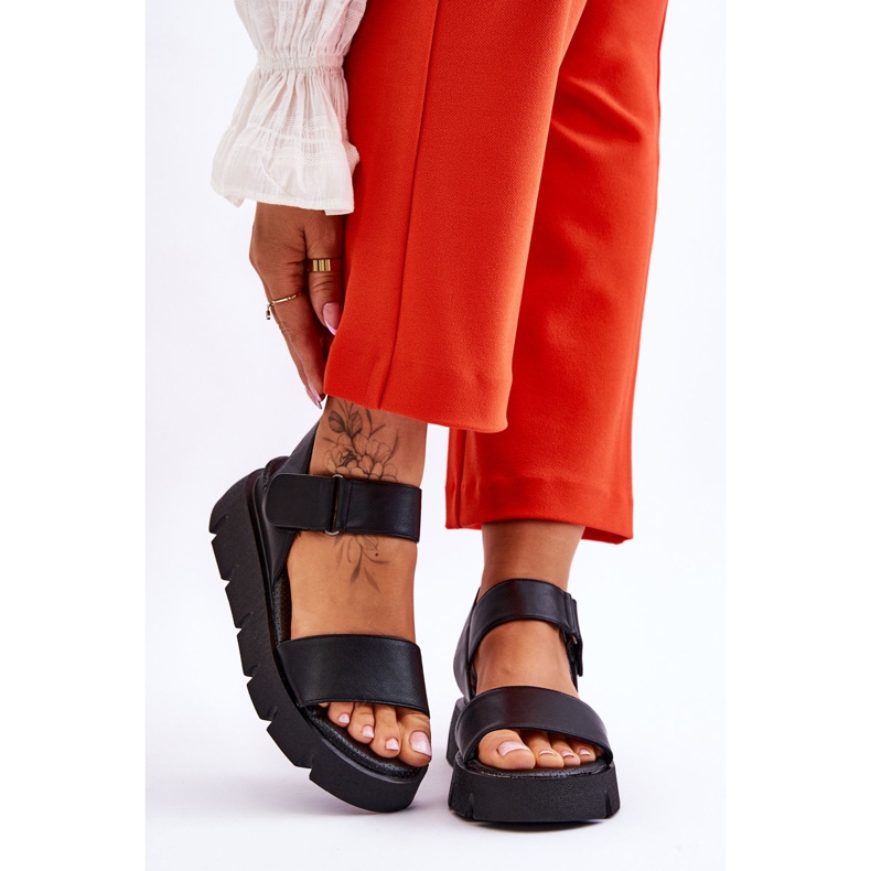 Vinceza Sandale de damă din piele cu platformă Katte neagră negru 1