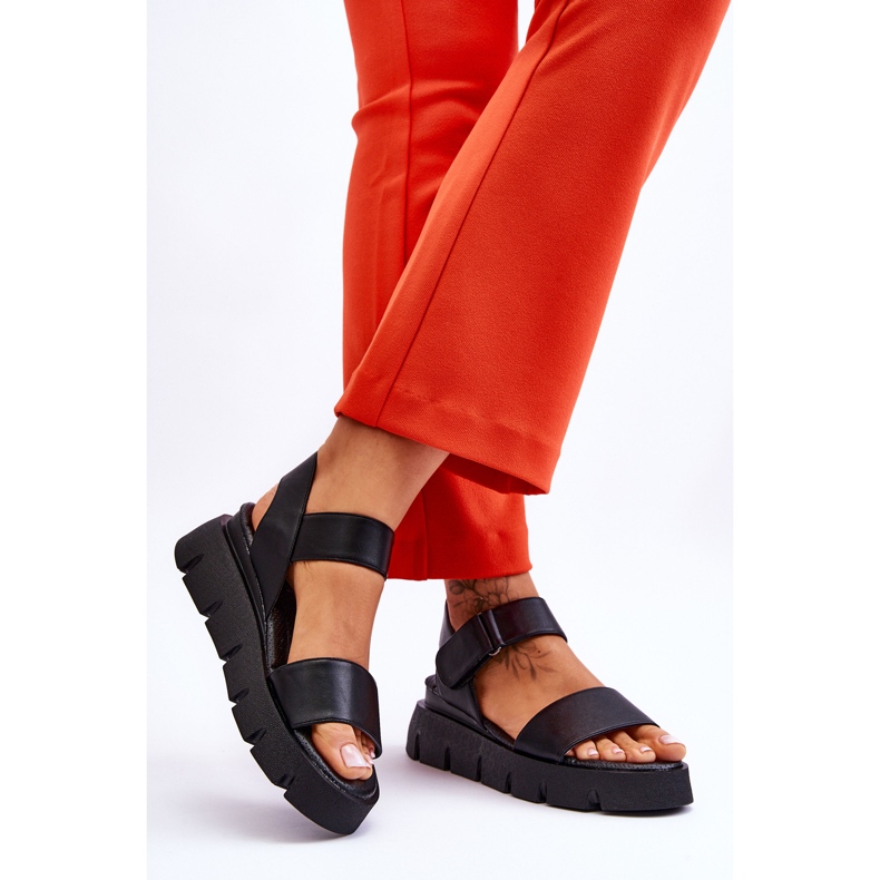 Vinceza Sandale de damă din piele cu platformă Katte neagră negru 2