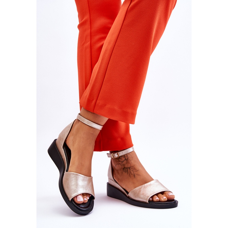 Vinceza Sandale clasice cu pană din piele pentru femei, aurii Truett de aur 2