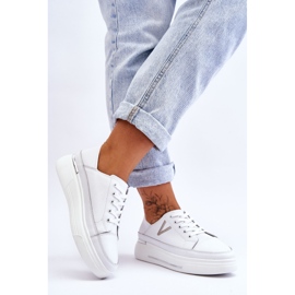 Vinceza Pantofi Sport Femei Platformă din Piele Alb Saul 2