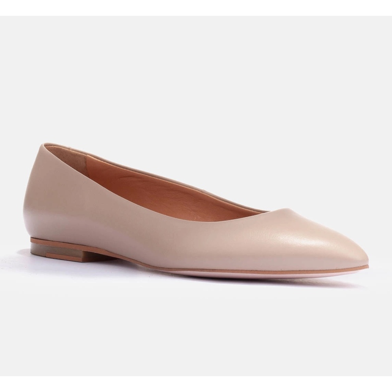 Marco Shoes Balerini din piele moale bej 2