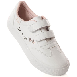 Pantofi sport pentru fete cu Velcro alb Potocki PY16026 1