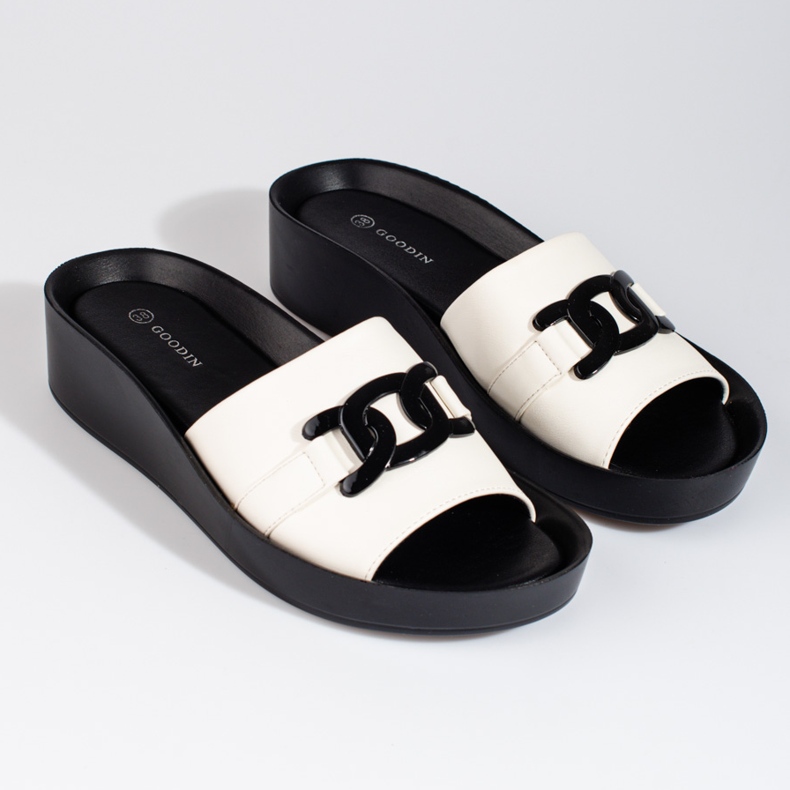 Papuci de dama albi pe platforma Shelovet 1