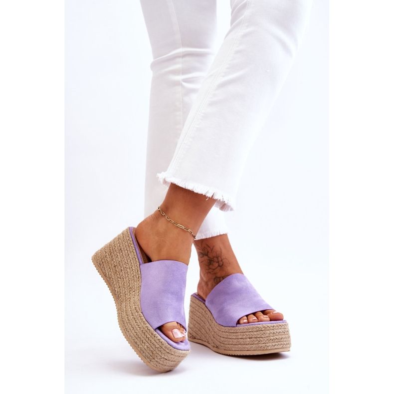 FS1 Papuci cu pană și platformă pentru femei violet Ysabel 2