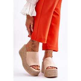 FS1 Papuci cu pană și platformă de damă, bej Ysabel 1
