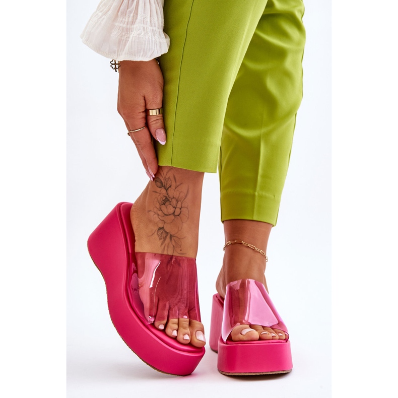 FS1 Papuci Transparenti Femei Fuchsia Eliane roz 1
