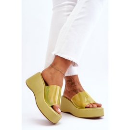 FS1 Papuci cu pană transparenți pentru femei, verde deschis Eliane 2