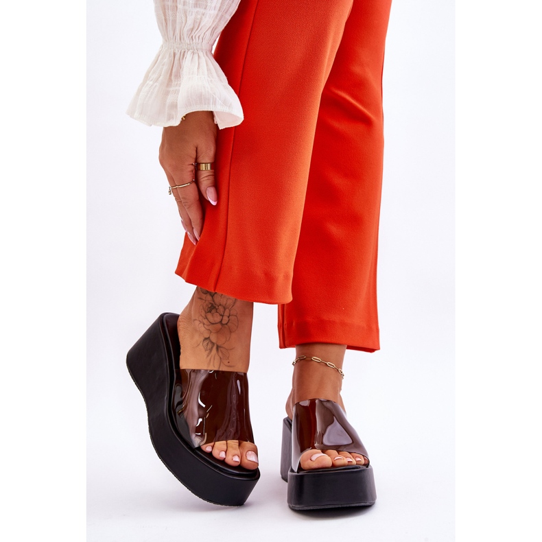 FS1 Papuci de damă cu pană transparenți Negri Eliane negru 1