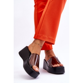 FS1 Papuci de damă cu pană transparenți Negri Eliane negru 2