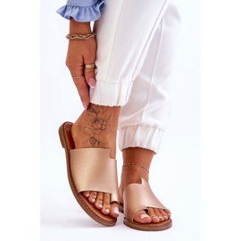 Evento Flip Flops din piele de damă Gold Amite de aur 1 Evento Flip Flops din piele de damă Gold Amite de aur 1