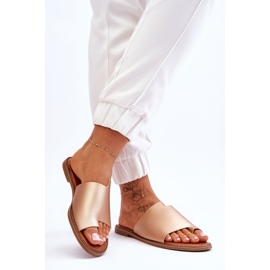Evento Flip Flops din piele de damă Gold Amite de aur 2