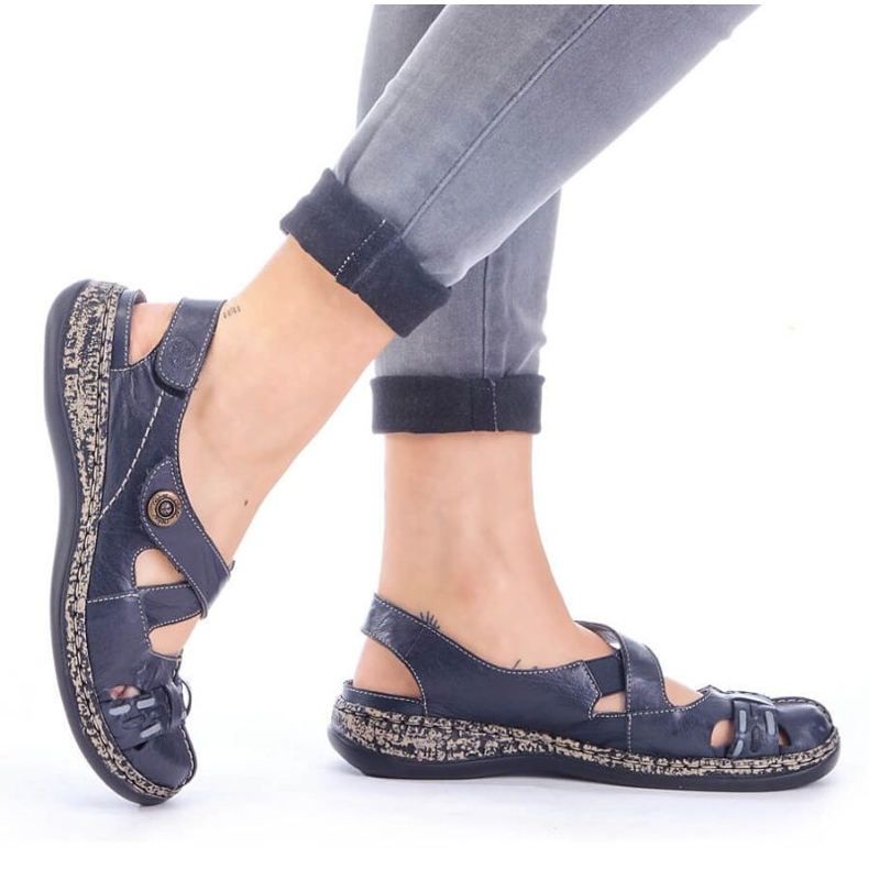 Sandale confortabile cu velcro Rieker W 46377-14 albastru 2