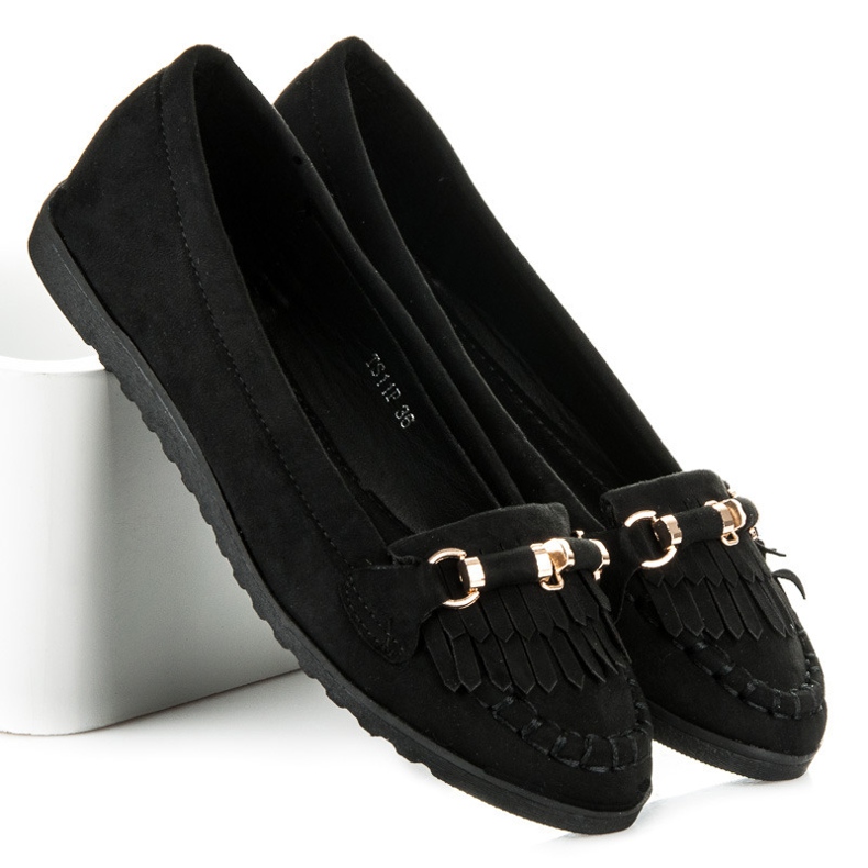 Seastar Mocasini cu franjuri negru 1 Seastar Mocasini cu franjuri negru 1